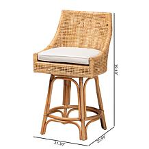 Bella Natural Rattan Counter Stool with Swivel Seat