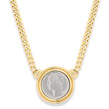 Bellezza 100 Lira Coin Bronze Curb-Link Chain Drop Necklace