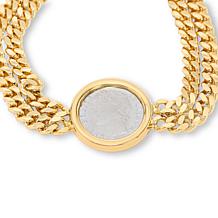 Bellezza 100 Lira Coin Bronze Diamond-Cut Curb-Link Bracelet