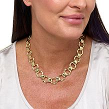 Bellezza 15-3/4" Bronze Hammered Rolo Link Necklace