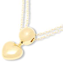 Bellezza 18" Bronze Puffed Heart 2-Strand Drop Necklace