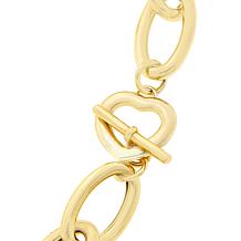 Bellezza 20" Bronze Polished Oval-Link Heart Toggle Necklace