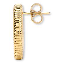 Bellezza 50 Lira Coin Ribbed Frame Button Earrings 