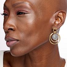 Bellezza 50 Lira Mini Coin Bronze  Hammered Teardrop Dangle Earrings