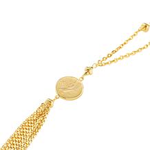Bellezza 50 Lira Mini Coin Bronze Y-Drop Tassel Necklace 