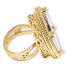 Bellezza 500 Lira Coin Bronze Rope Frame Ring