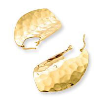 Bellezza Bagnata Bronze Hammered Leaf Hoop Earrings