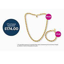 Bellezza Bronze Byzantine Chain Necklace and Bracelet 2-piece Set