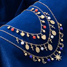 Bellezza Bronze Celestial Charm Motif & Stone Necklace