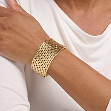 Bellezza Bronze Floral Cutout Flat Bangle Cuff