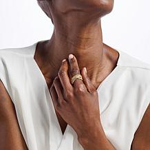 Bellezza Bronze Goldtone 1.12ctw White Topaz Beaded Crossover Ring