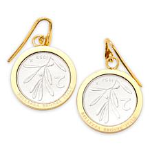 Bellezza Bronze Goldtone 2 Lira Bee Coin Dangle Earrings