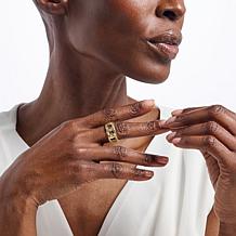 Bellezza Bronze Goldtone Hammered Link Band Ring