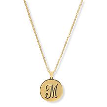 Bellezza Bronze Initial Disc Pendant with 18" Chain