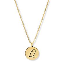Bellezza Bronze Initial Disc Pendant with 18" Chain