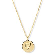 Bellezza Bronze Initial Disc Pendant with 18" Chain