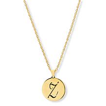 Bellezza Bronze Initial Disc Pendant with 18" Chain