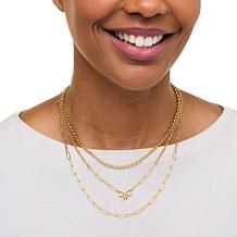 Bellezza Bronze Paperclip, Bow and Rolo Necklace Layered 3-piece Set