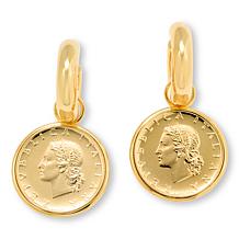 Bellezza Bronze Polished Hoop Earrings with Detachable Charm Drop