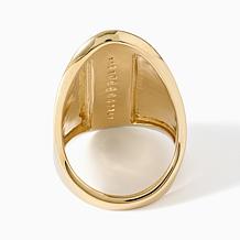 Bellezza Bronze Sculpted Shield Ring with White Topaz