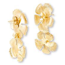 Bellezza Bronze Textured Double Flower Drop Earrings