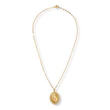 Bellezza Bronze Virgin Mary Lace Frame Oval Pendant with Chain