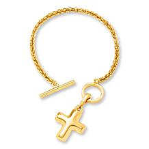 ★COURONNE★ Bellini G Bella Cross 22_RXBRX23114NAX CZ Cross Charm Necklace Figaro Chain 14K Gold Filled