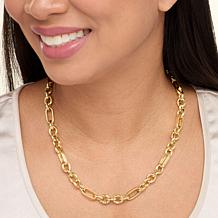 Bellezza Hammered and Polished Oval and Paperclip Chain Necklace