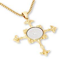 Bellezza Lamb of God 2-Lire Coin Bronze Cross Pendant Necklace
