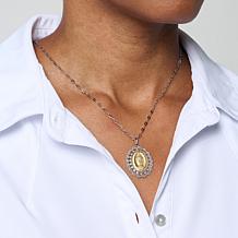 Bellezza Virgin Mary Lace Oval Pendant Necklace