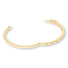 Bellezza White Topaz Hinged Oval Bangle Bracelet