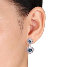 Bellini  14K White Gold London Blue Topaz and Diamond Drop Earrings