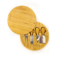 BergHOFF Bamboo 6-piece Round Covered Cheese Board Set with 4 Tools 