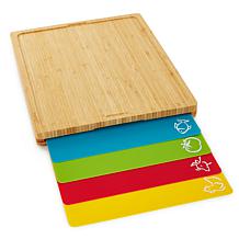 BergHOFF Bamboo Cutting Board with 4 Color-Coded Cutting Mats