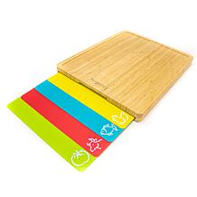 BergHOFF Bamboo Cutting Board with 4 Color-Coded Cutting Mats