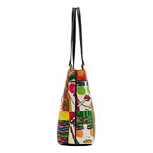 Betsey Johnson Multicolor Artwork Faces Tote Bag