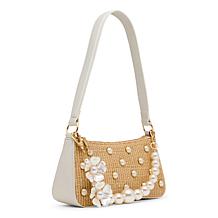 Betsey Johnson Raffia Faux Pearl Shoulder Bag