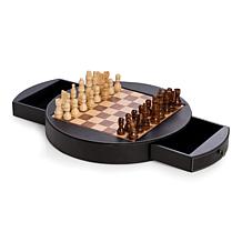 Bey-Berk Leather Trim Wood Surface Chess Set