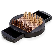 Bey-Berk Leather Trim Wood Surface Chess Set