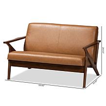 Bianca Walnut Brown Finished Wood and Tan Faux Leather Effect Loveseat