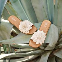 Born Hibiscus Floral-Design Leather Sandal