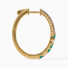 Bright Halo Lab Grown 0.50 ctw Gemstone & Diamond Hoop Earring, Ste...
