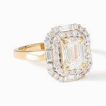 Bright Halo Lab Grown Diamond 2.40 cttw Double Halo Emerald Cut Rin...