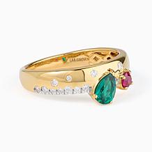 Bright Halo Lab Grown Diamonds 0.25 ctw Mixed Gemstone & Diamond Ri...