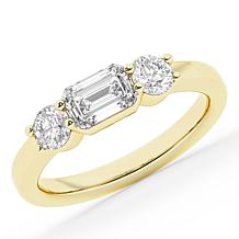 Bright Halo Lab Grown Diamonds 1.25 ctw 3 Stone Ring, Sterling