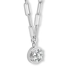 Bright Halo Lab Grown Diamonds 14K 1ct Round Paperclip Necklace