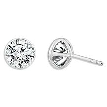 Bright Halo Lab Grown Diamonds 14K 2ctw Bezel-Set Stud Earrings
