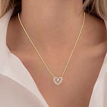 Bright Halo Lab Grown Diamonds 14K Gold 1ctw Double Heart Necklace