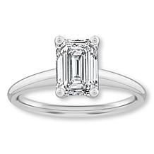 Bright Halo Lab Grown Diamonds 14K Gold 2ct Emerald Cut Solitaire Ring