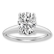 Bright Halo Lab Grown Diamonds 14K Gold 2ct Oval Cut Solitaire Ring